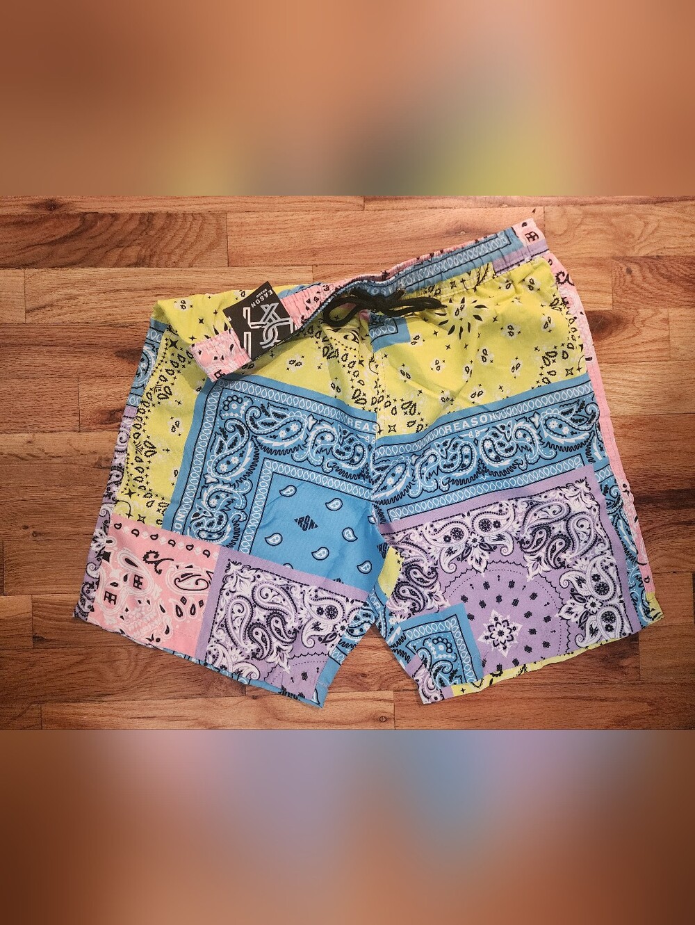 Patchwork Bandana Print Swim Shorts - Multicolor